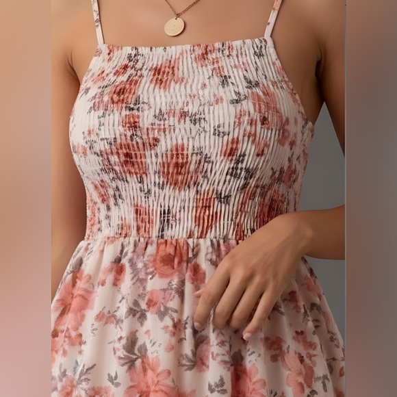 Floral Print Ruffle Hem Shirred Cami Dress - Picture 2 of 8